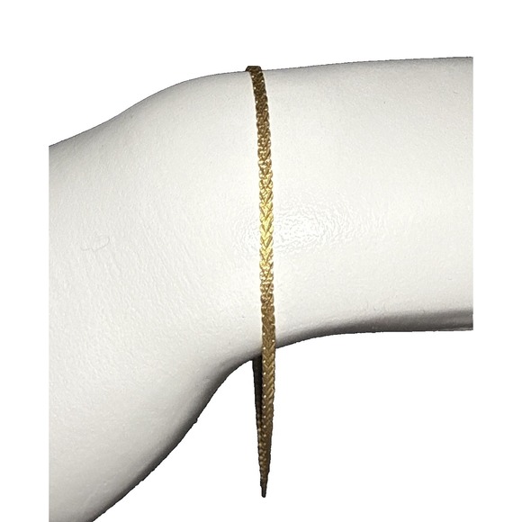 14K Yellow Gold Italy Flat Fancy Chain Bracelet  J-9K - Picture 2 of 4